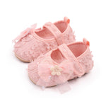 Baby Girl Crib Shoes Cute Bows Flowers Non-slip Soft Soles Mary Jane Shoes Casual Walking Shoes for Newborn Toddler
