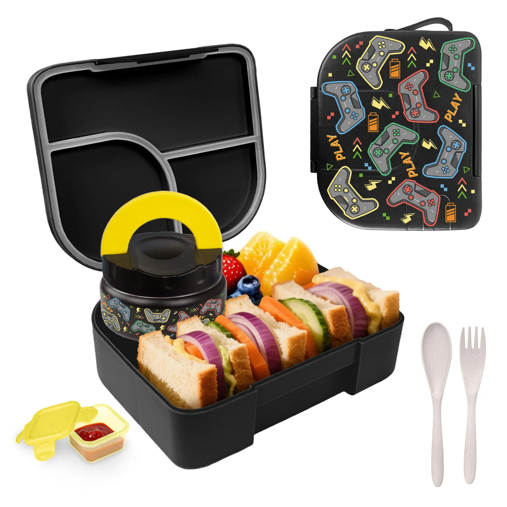 Toddler Bento Lunch Box, Kids Leakproof Lunch Food Containers, Insulated Hot Food Jar with Lunch Bag for School, Trvael
