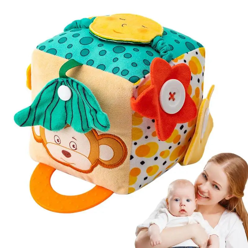 Baby Practice Dressing Toy Early Learning Activity Cube Buttons Dressing Nap Button  Life Skill Education Toys For Children Gift